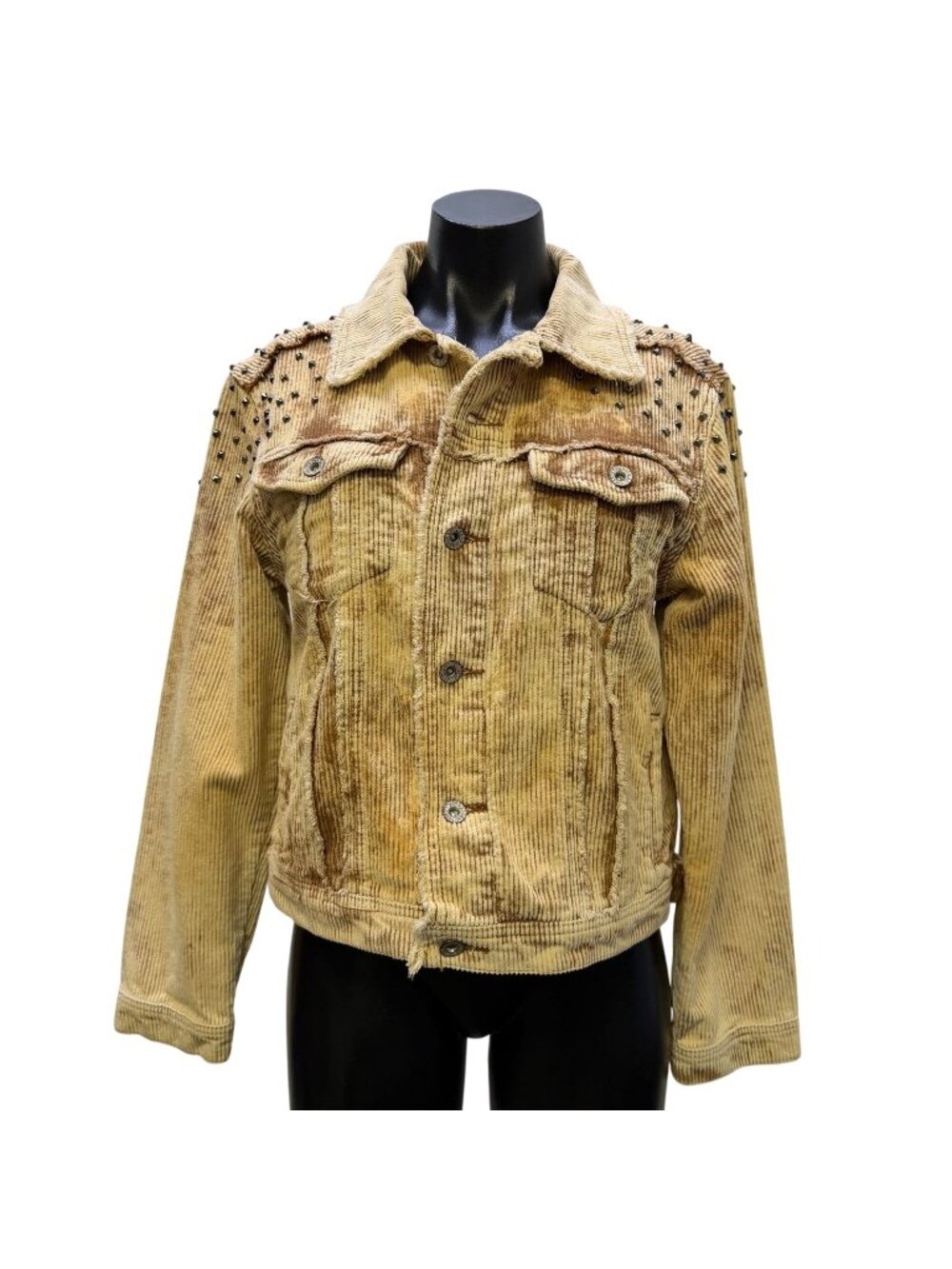 Pol Cream Corduroy Jacket With Studded Details Button Front M